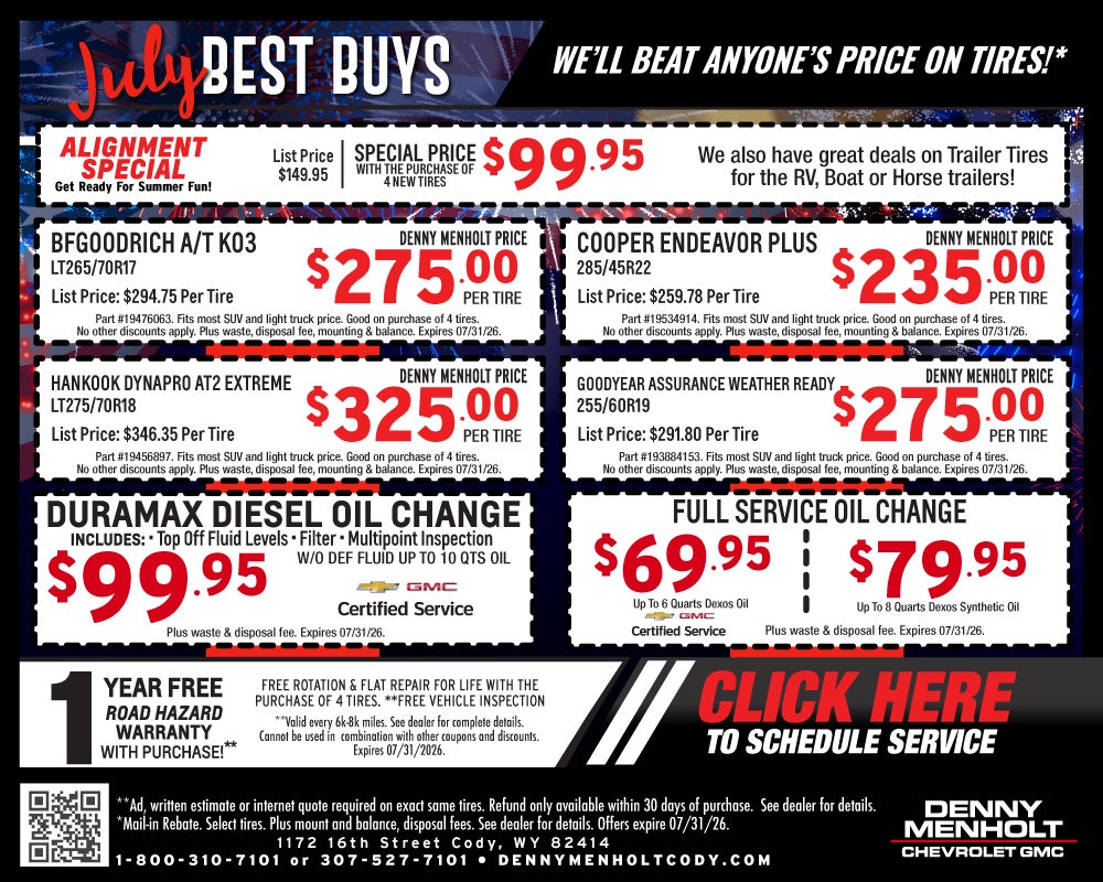 Denny Menholt Cody Service Specials