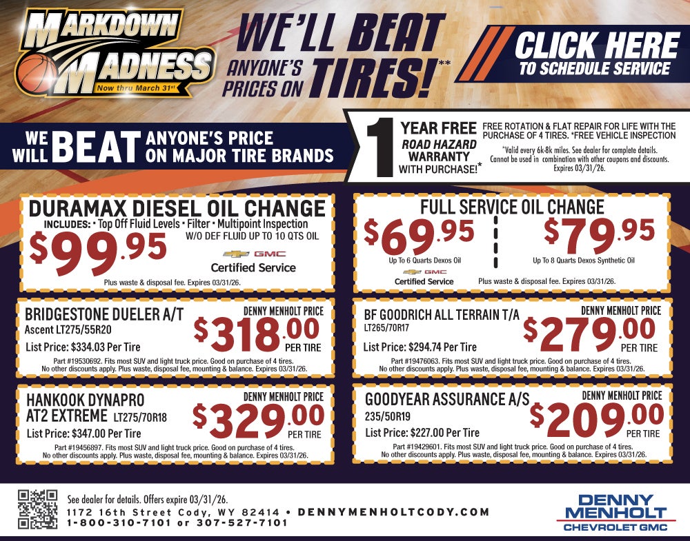 Denny Menholt Cody Service Specials