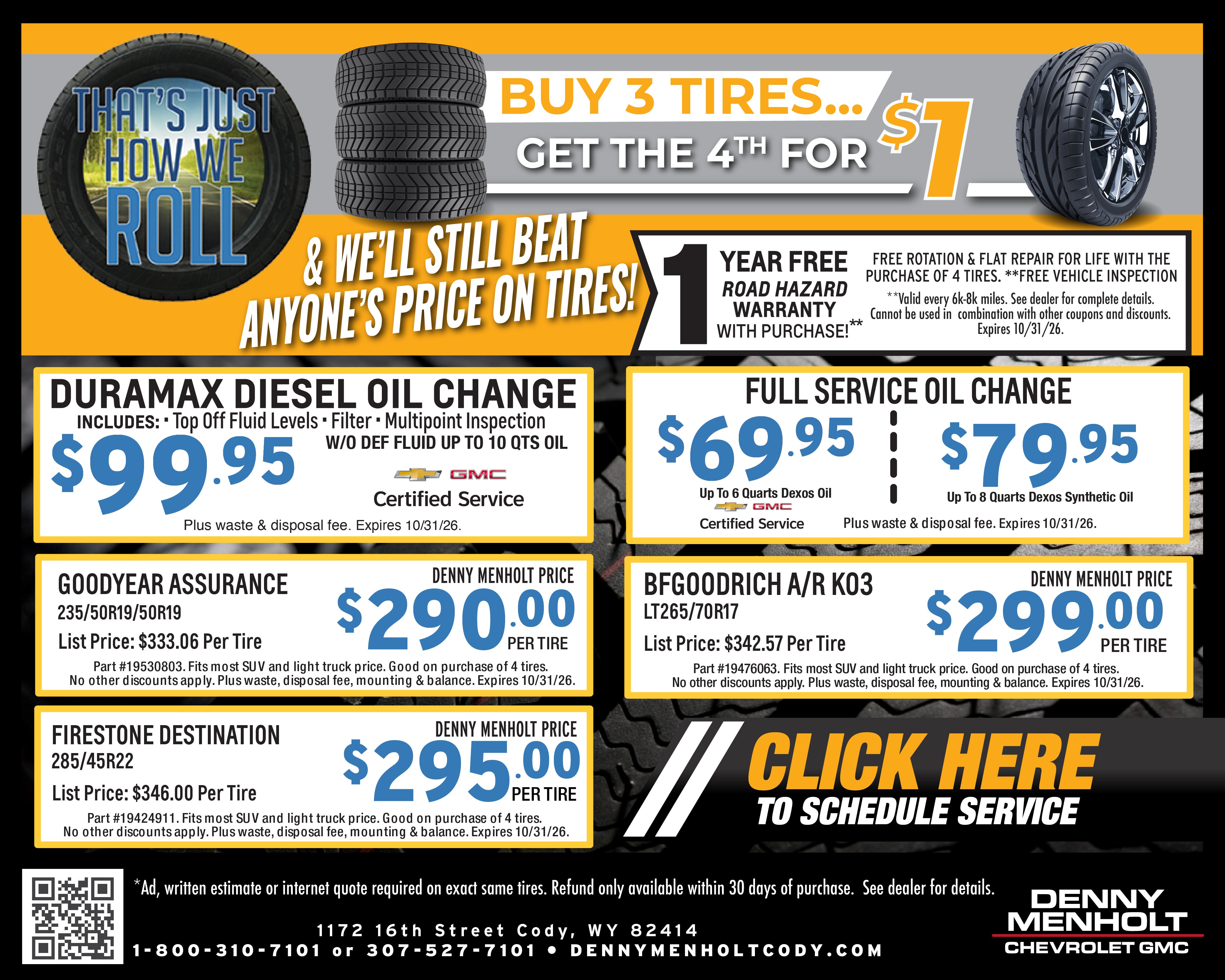 Denny Menholt Cody Service Specials